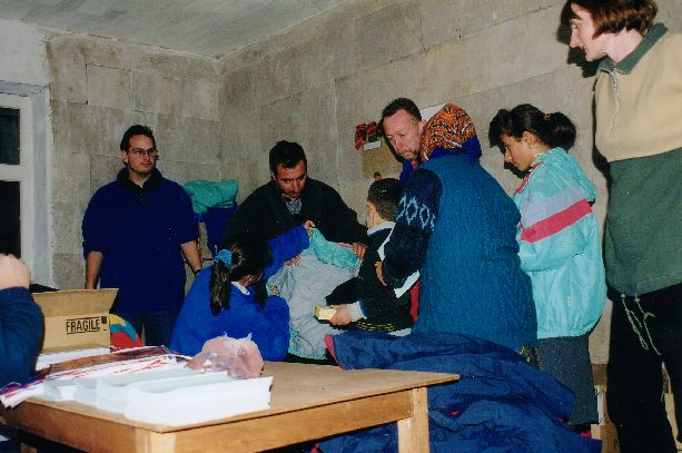 Giving aid at the Unfinished Hotel