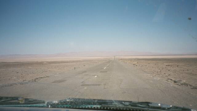 Driving across the desert